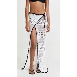 $180 MAIYO Adele Crochet Cotton Wrap Maxi Skirt Designer Swimsuit Beach Cover Up